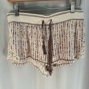 Drawstring PJ Shorts with Lace Detailing
